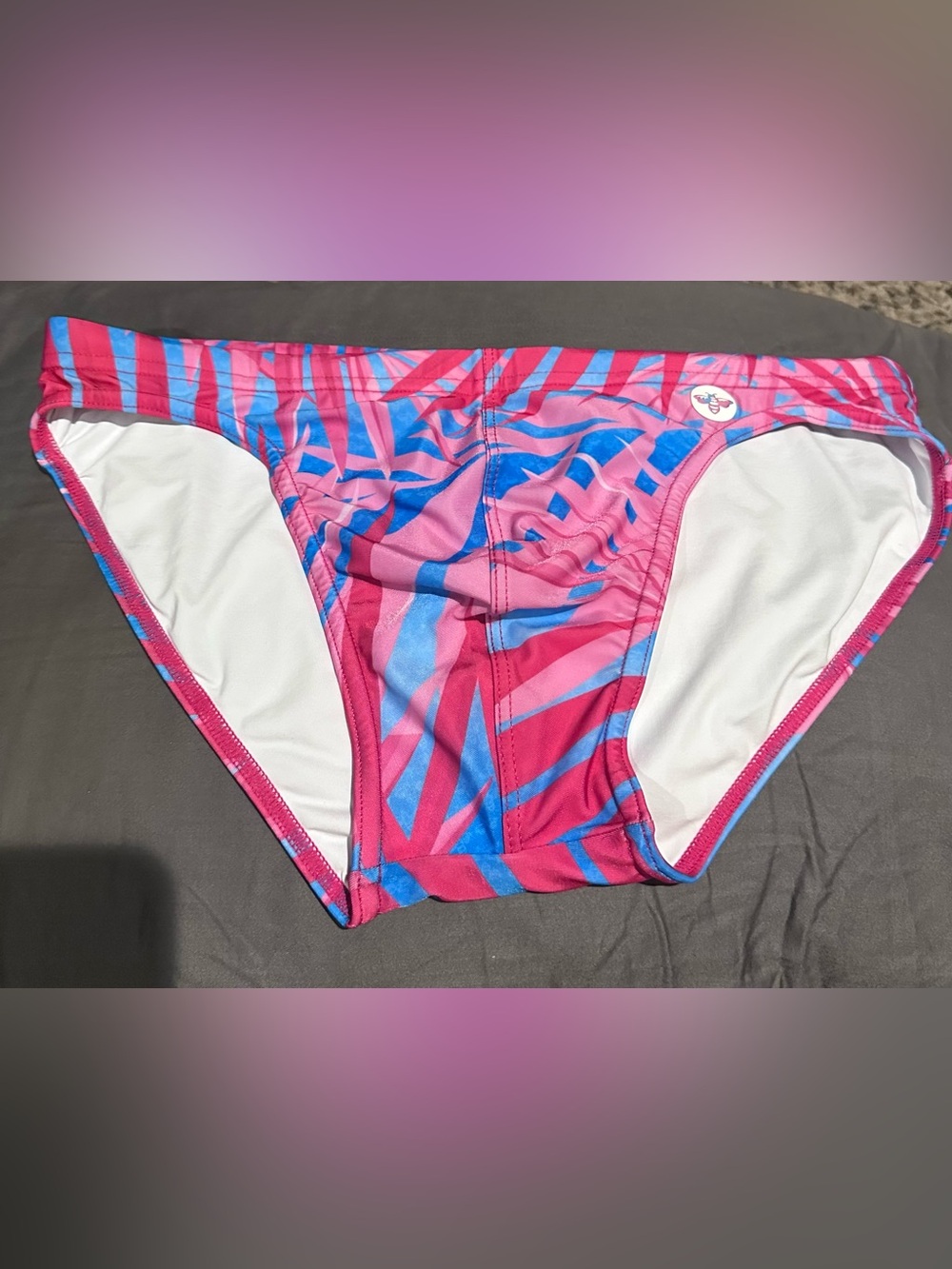 Aronik Pink & Blue Geometric Swim Briefs